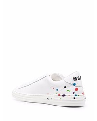 Baskets basses en cuir imprimées blanches MSGM