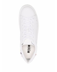 Baskets basses en cuir imprimées blanches MSGM