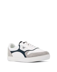 Baskets basses en cuir imprimées blanches Emporio Armani