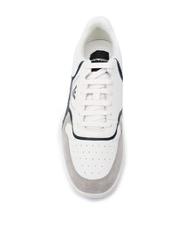 Baskets basses en cuir imprimées blanches Emporio Armani