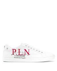 Baskets basses en cuir imprimées blanches Philipp Plein