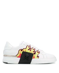 Baskets basses en cuir imprimées blanches Philipp Plein