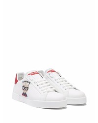 Baskets basses en cuir imprimées blanches Dolce & Gabbana