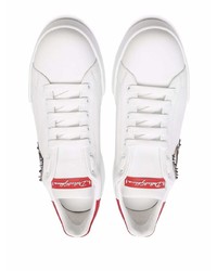 Baskets basses en cuir imprimées blanches Dolce & Gabbana