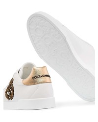 Baskets basses en cuir imprimées blanches Dolce & Gabbana