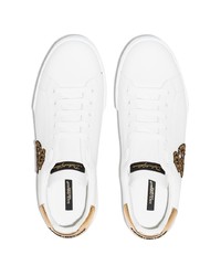 Baskets basses en cuir imprimées blanches Dolce & Gabbana