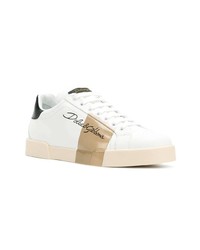 Baskets basses en cuir imprimées blanches Dolce & Gabbana