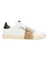 Baskets basses en cuir imprimées blanches Dolce & Gabbana