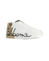 Baskets basses en cuir imprimées blanches Dolce & Gabbana