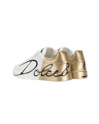 Baskets basses en cuir imprimées blanches Dolce & Gabbana