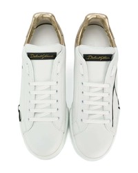 Baskets basses en cuir imprimées blanches Dolce & Gabbana