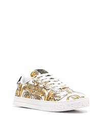 Baskets basses en cuir imprimées blanches VERSACE JEANS COUTURE