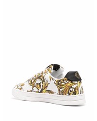 Baskets basses en cuir imprimées blanches VERSACE JEANS COUTURE