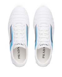 Baskets basses en cuir imprimées blanches Prada