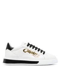 Baskets basses en cuir imprimées blanches Roberto Cavalli