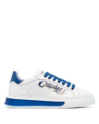 Baskets basses en cuir imprimées blanches Roberto Cavalli