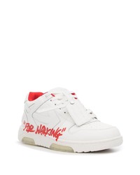 Baskets basses en cuir imprimées blanches Off-White