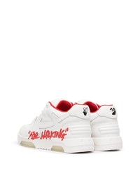 Baskets basses en cuir imprimées blanches Off-White