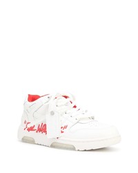 Baskets basses en cuir imprimées blanches Off-White