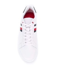 Baskets basses en cuir imprimées blanches Tommy Hilfiger