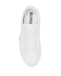 Baskets basses en cuir imprimées blanches Burberry