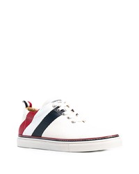 Baskets basses en cuir imprimées blanches Thom Browne