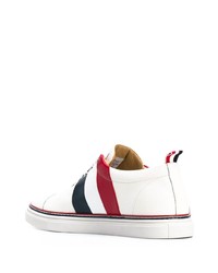 Baskets basses en cuir imprimées blanches Thom Browne