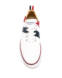 Baskets basses en cuir imprimées blanches Thom Browne