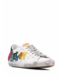 Baskets basses en cuir imprimées blanches Golden Goose