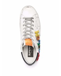 Baskets basses en cuir imprimées blanches Golden Goose