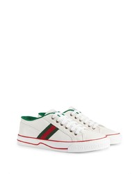 Baskets basses en cuir imprimées blanches Gucci