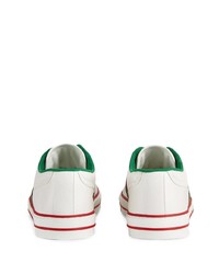 Baskets basses en cuir imprimées blanches Gucci