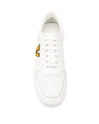 Baskets basses en cuir imprimées blanches Versace