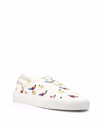 Baskets basses en cuir imprimées blanches Saint Laurent