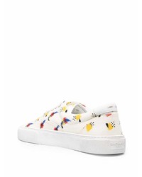 Baskets basses en cuir imprimées blanches Saint Laurent