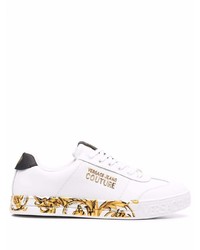 Baskets basses en cuir imprimées blanches VERSACE JEANS COUTURE