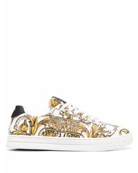 Baskets basses en cuir imprimées blanches VERSACE JEANS COUTURE