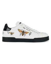 Baskets basses en cuir imprimées blanches Dolce & Gabbana