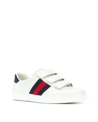 Baskets basses en cuir imprimées blanches Gucci