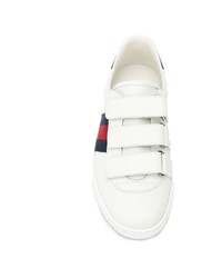 Baskets basses en cuir imprimées blanches Gucci