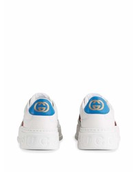 Baskets basses en cuir imprimées blanches Gucci