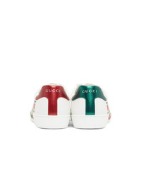 Baskets basses en cuir imprimées blanches Gucci