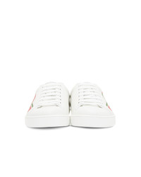 Baskets basses en cuir imprimées blanches Gucci