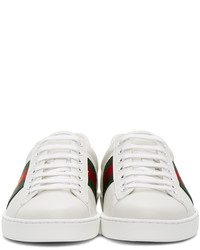 Baskets basses en cuir imprimées blanches Gucci