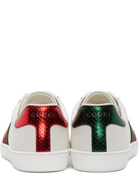 Baskets basses en cuir imprimées blanches Gucci