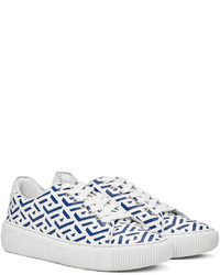 Baskets basses en cuir imprimées blanches Versace