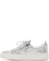 Baskets basses en cuir imprimées blanches Giuseppe Zanotti