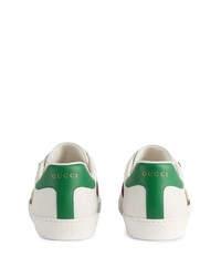 Baskets basses en cuir imprimées blanches Gucci