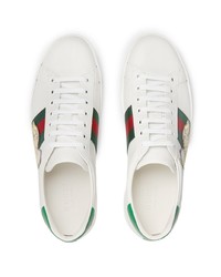 Baskets basses en cuir imprimées blanches Gucci