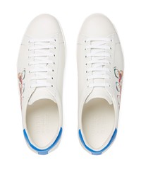 Baskets basses en cuir imprimées blanches Gucci